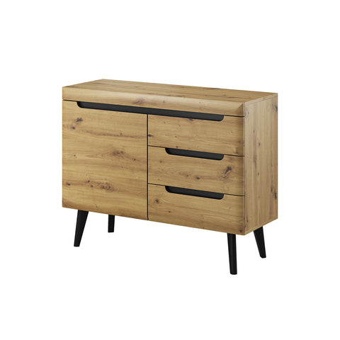 [NORDI KOMODA NKSZ107] Nordi Chest of Drawers Artisan Oak - Scandic Style whit One Push to Open System Doors and Three Drawers