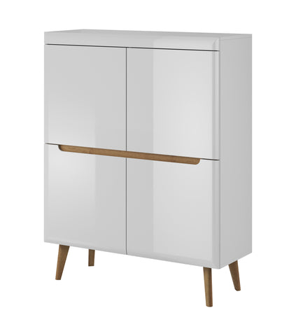 [NORDI KOMODA NK107] Nordi Chest of Drawers White- Scandic Style whit Four Push to Open System Doors