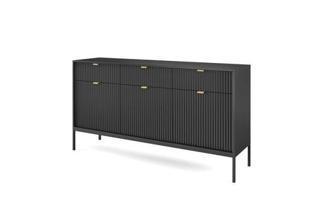 INSTALLATION SERVICE FOR PHANTOM FURNITURE Nova Dresser Black - Modern Design with Three Push to Open Door and Three Drawers - Black with Black Frame and Gold Handles