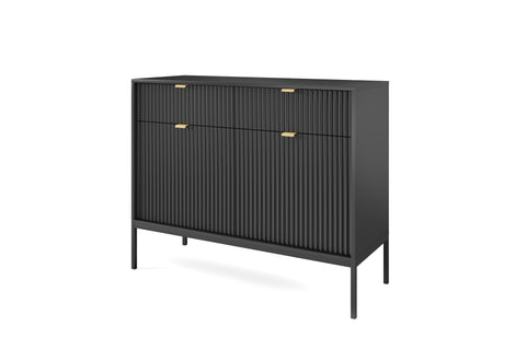 INSTALLATION SERVICE FOR PHANTOM FURNITURE Nova Dresser Black - Modern Design with Two Doors and Two Drawers - Black with Black Frame and Gold Handles