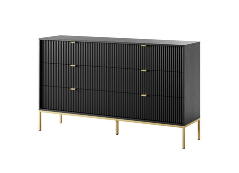 [NOVA KOMODA NKS154] INSTALLATION SERVICE FOR PHANTOM FURNITURE Nova Dresser Black- A Fusion of Modern Elegance and Practical Storage - Black with Gold Frame and Gold Handles