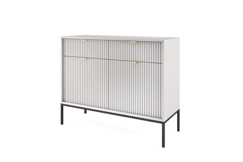 [NOVA KOMODA KSZ104] INSTALLATION SERVICE FOR PHANTOM FURNITURE Nova Dresser Gray - Modern Design with Two Doors and Two Drawers - Gray with Black Frame and Gold Handles