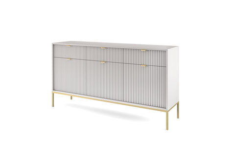 INSTALLATION SERVICE FOR PHANTOM FURNITURE Nova Dresser Grey - Modern Design with Three Push to Open Door and Three Drawers - Grey with Gold Frame and Gold Handles