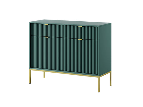 Nova Dresser Labrador Green - Modern Design with Two Doors and Two Drawers - Labrador Green with Gold Frame and Handles