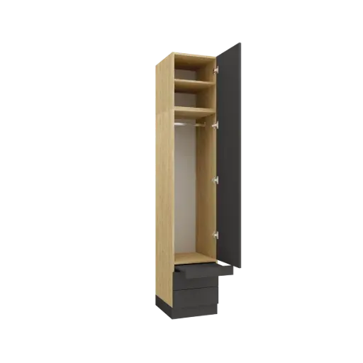 SLEEP VARIA 1D Wardrobe 45 cm with Shelves, Hanging Rail, Drawers & Pull-Out Table