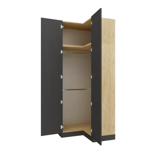 SLEEP VARIA - Corner Wardrobe 97.4 x 97.4 cm with Shelf and Hanging Rails