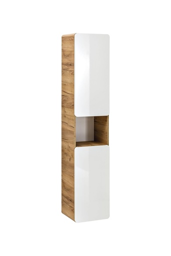 Aruba White 800 FSC – Tall Cabinet 2 Doors, White Gloss / Craft Oak, 35x170x32 cm