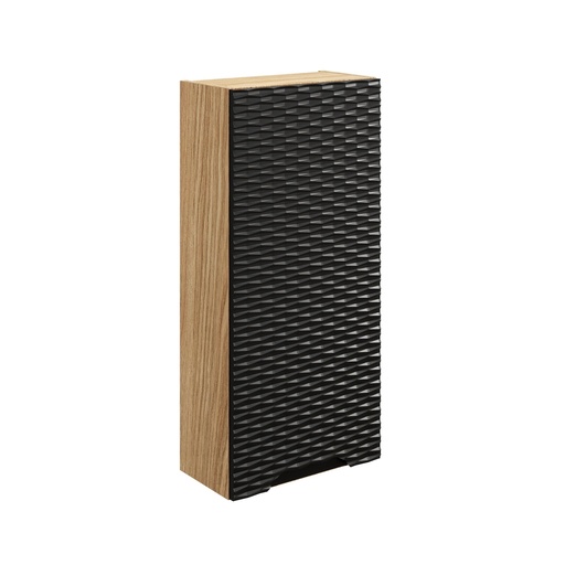 Ocean Wall Cabinet 1-Door – Black Matt / Oiled Oak, 35 cm